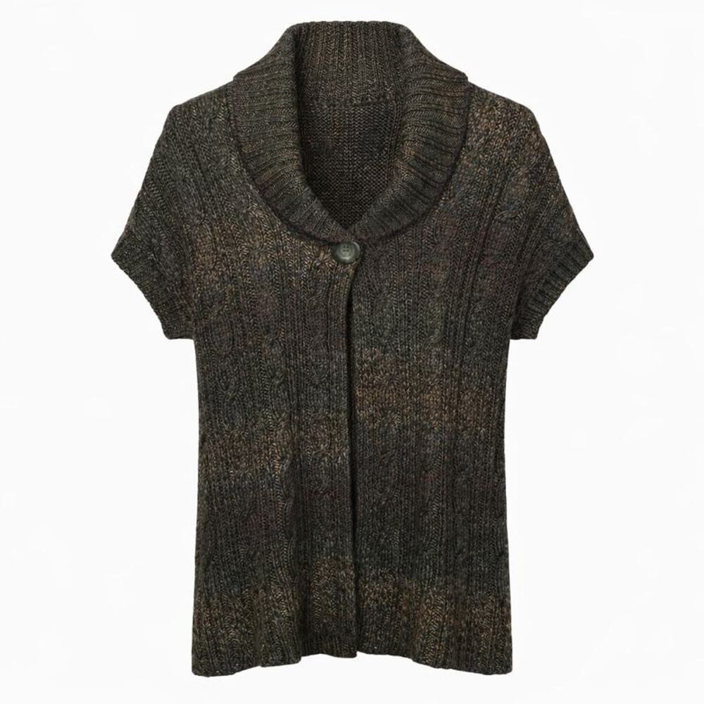 Dress Barn Cardigan Womens Size 14/16 Multicolor Short Sleeve Wool Blend Cozy